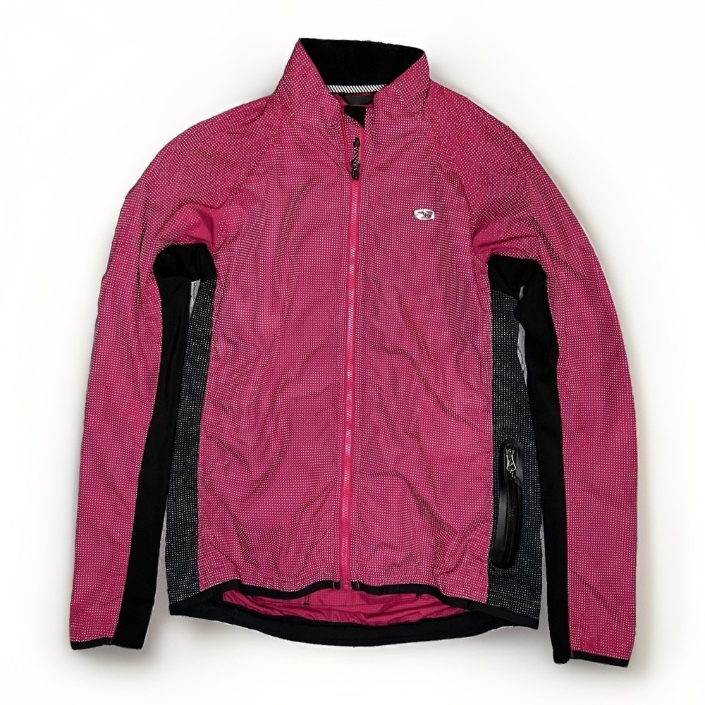 Sugoi Womens S Semi Fit Bike Jacket Black Pink Reflective Waterproof Long Sleeve